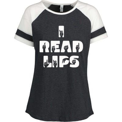 I Read Lips Sign Language Awareness Enza Ladies Jersey Colorblock Tee