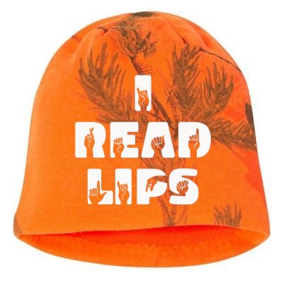 I Read Lips Sign Language Awareness Kati - Camo Knit Beanie