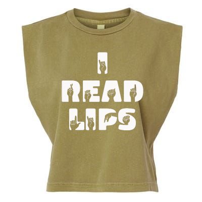 I Read Lips Sign Language Awareness Garment-Dyed Women's Muscle Tee