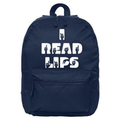 I Read Lips Sign Language Awareness 16 in Basic Backpack