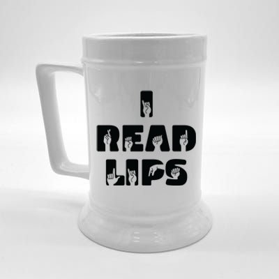 I Read Lips Sign Language Awareness Beer Stein