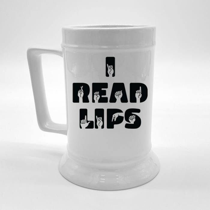 I Read Lips Sign Language Awareness Beer Stein