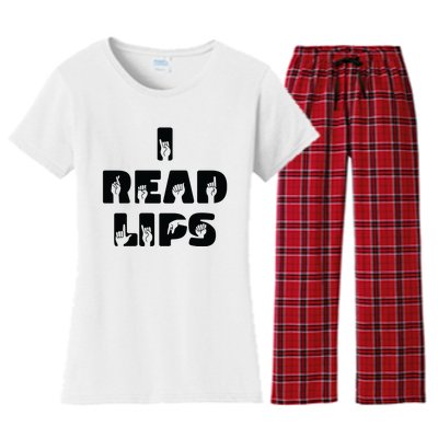 I Read Lips Sign Language Awareness Women's Flannel Pajama Set