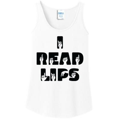 I Read Lips Sign Language Awareness Ladies Essential Tank