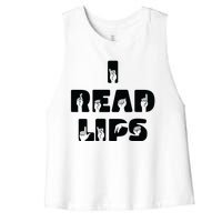 I Read Lips Sign Language Awareness Women's Racerback Cropped Tank