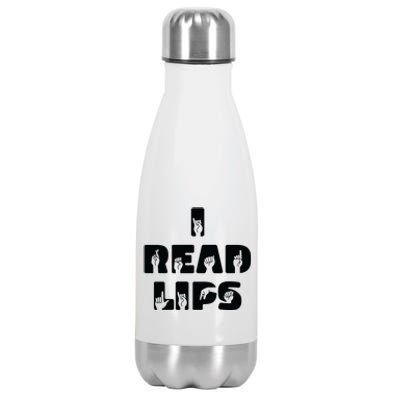 I Read Lips Sign Language Awareness Stainless Steel Insulated Water Bottle