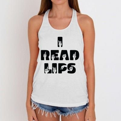 I Read Lips Sign Language Awareness Women's Knotted Racerback Tank