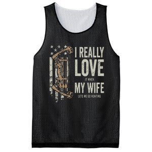 I Really Love It When My Wife Lets Me Go Hunting Funny Dad Mesh Reversible Basketball Jersey Tank