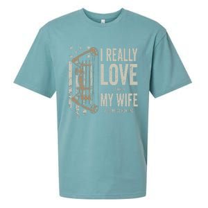 I Really Love It When My Wife Lets Me Go Hunting Funny Dad Sueded Cloud Jersey T-Shirt