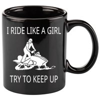 I Ride Like A Girl Try To Keep Up Snowmobile Cute Gift 11oz C Handle Ceramic Mug