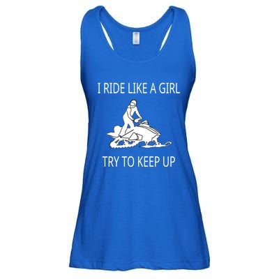 I Ride Like A Girl Try To Keep Up Snowmobile Cute Gift Ladies Essential Flowy Tank