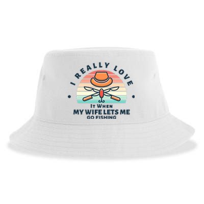 I Really Love It When My Wife Lets Me Go Fishing Sustainable Bucket Hat