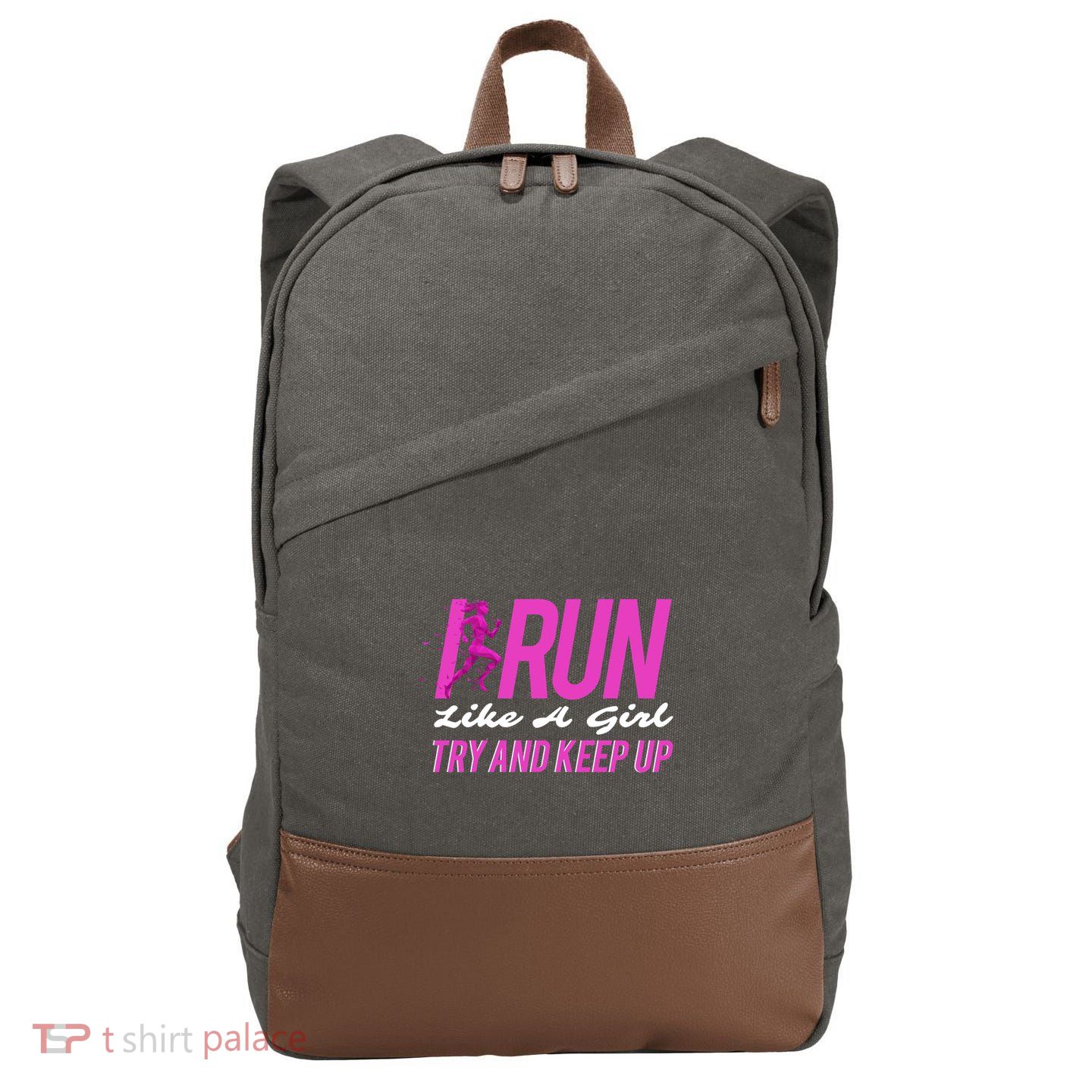 I Run Like Try And Keep Up Outdoor Gift Cotton Canvas Backpack