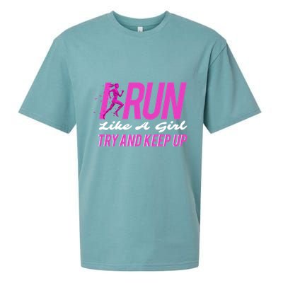 I Run Like Try And Keep Up Outdoor Gift Sueded Cloud Jersey T-Shirt