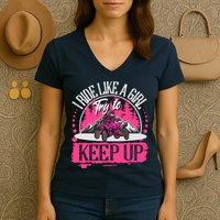 I Ride Like A Girl Try To Keep Up I Quad ATV Offroad Wo Women's V-Neck T-Shirt