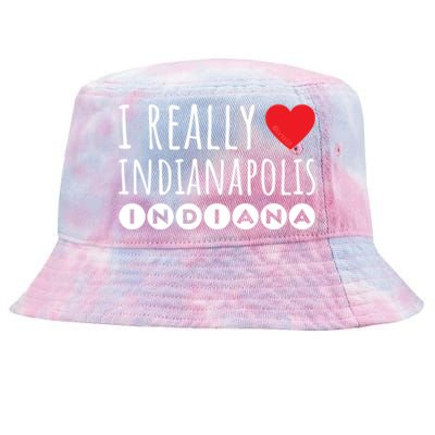 I Really Love (Heart) Indianapolis Indiana Gift Tie-Dyed Bucket Hat