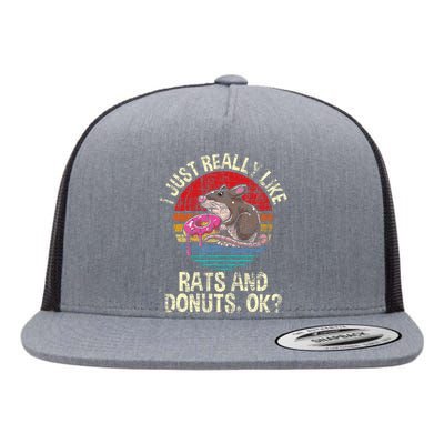 I Really Like Rats & Donuts Rat Whisperer Rodent Lover Flat Bill Trucker Hat