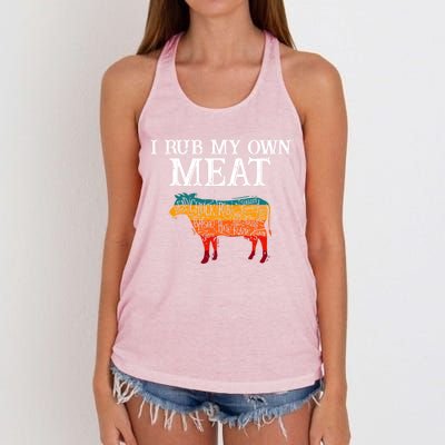 I Rub My Own Meat Cool Gift International Chef's Day Cool Gift Bbq Chef Cook Gif Women's Knotted Racerback Tank