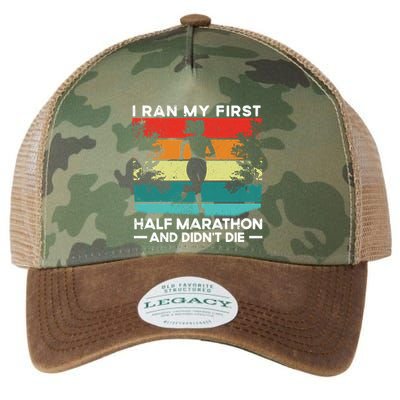 I Ran My First Half Marathon And DidnT Die Funny Running Gift Legacy Tie Dye Trucker Hat