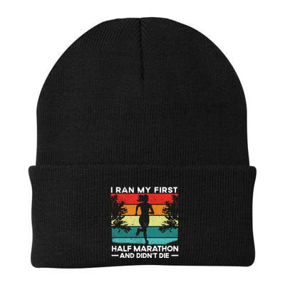 I Ran My First Half Marathon And DidnT Die Funny Running Gift Beanie