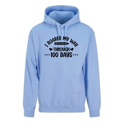 I Roared My Way Through 100 Days Of School Unisex Surf Hoodie