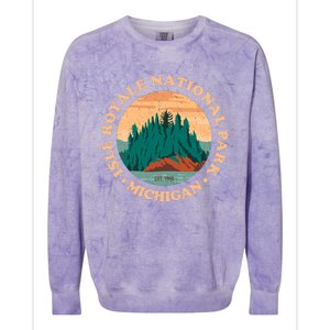 Isle Royale Michigan National Park Funny Gift Moose Sillhouete Gift Colorblast Crewneck Sweatshirt