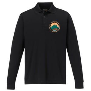 Isle Royale Michigan National Park Funny Gift Moose Sillhouete Gift Performance Long Sleeve Polo