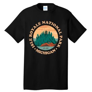 Isle Royale Michigan National Park Funny Gift Moose Sillhouete Gift Tall T-Shirt