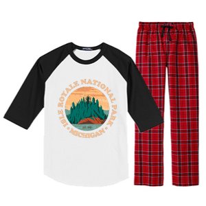 Isle Royale Michigan National Park Funny Gift Moose Sillhouete Gift Raglan Sleeve Pajama Set