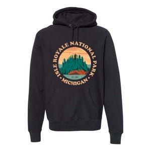 Isle Royale Michigan National Park Funny Gift Moose Sillhouete Gift Premium Hoodie