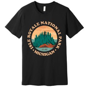 Isle Royale Michigan National Park Funny Gift Moose Sillhouete Gift Premium T-Shirt