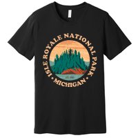 Isle Royale Michigan National Park Funny Gift Moose Sillhouete Gift Premium T-Shirt