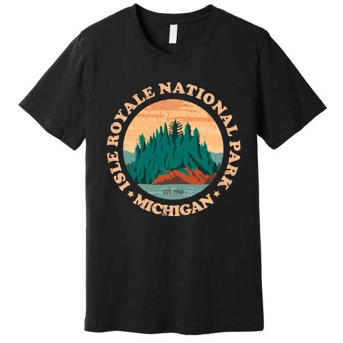 Isle Royale Michigan National Park Funny Gift Moose Sillhouete Gift Premium T-Shirt