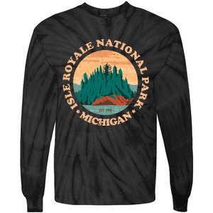 Isle Royale Michigan National Park Funny Gift Moose Sillhouete Gift Tie-Dye Long Sleeve Shirt