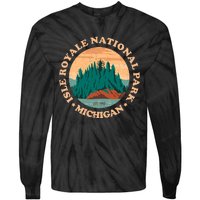 Isle Royale Michigan National Park Funny Gift Moose Sillhouete Gift Tie-Dye Long Sleeve Shirt