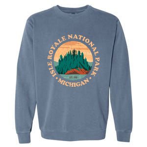 Isle Royale Michigan National Park Funny Gift Moose Sillhouete Gift Garment-Dyed Sweatshirt