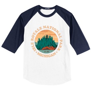 Isle Royale Michigan National Park Funny Gift Moose Sillhouete Gift Baseball Sleeve Shirt