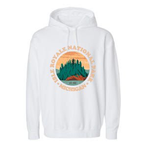 Isle Royale Michigan National Park Funny Gift Moose Sillhouete Gift Garment-Dyed Fleece Hoodie