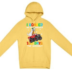 I Roared My Way Through 100 Days Of School Dinosaur Smarter Gift Premium Pullover Hoodie