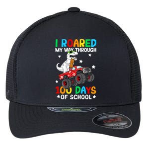 I Roared My Way Through 100 Days Of School Dinosaur Smarter Gift Flexfit Unipanel Trucker Cap