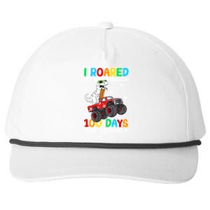 I Roared My Way Through 100 Days Of School Dinosaur Smarter Gift Snapback Five-Panel Rope Hat