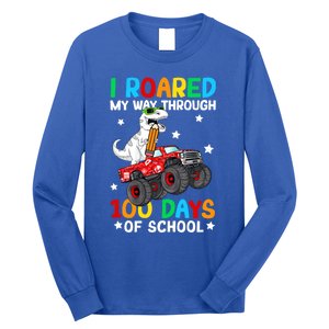 I Roared My Way Through 100 Days Of School Dinosaur Smarter Gift Long Sleeve Shirt