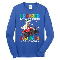 I Roared My Way Through 100 Days Of School Dinosaur Smarter Gift Tall Long Sleeve T-Shirt