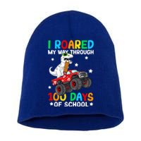 I Roared My Way Through 100 Days Of School Dinosaur Smarter Gift Short Acrylic Beanie