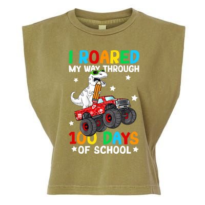 I Roared My Way Through 100 Days Of School Dinosaur Smarter Gift Garment-Dyed Women's Muscle Tee