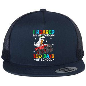 I Roared My Way Through 100 Days Of School Dinosaur Smarter Gift Flat Bill Trucker Hat