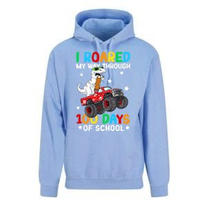 I Roared My Way Through 100 Days Of School Dinosaur Smarter Gift Unisex Surf Hoodie