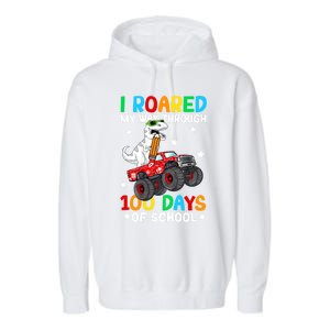 I Roared My Way Through 100 Days Of School Dinosaur Smarter Gift Garment-Dyed Fleece Hoodie