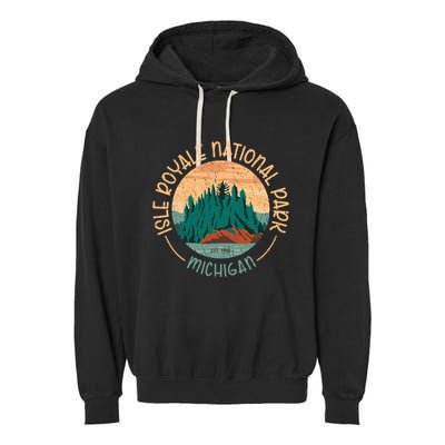 Isle Royale Michigan National Park Moose Sillhouete Garment-Dyed Fleece Hoodie