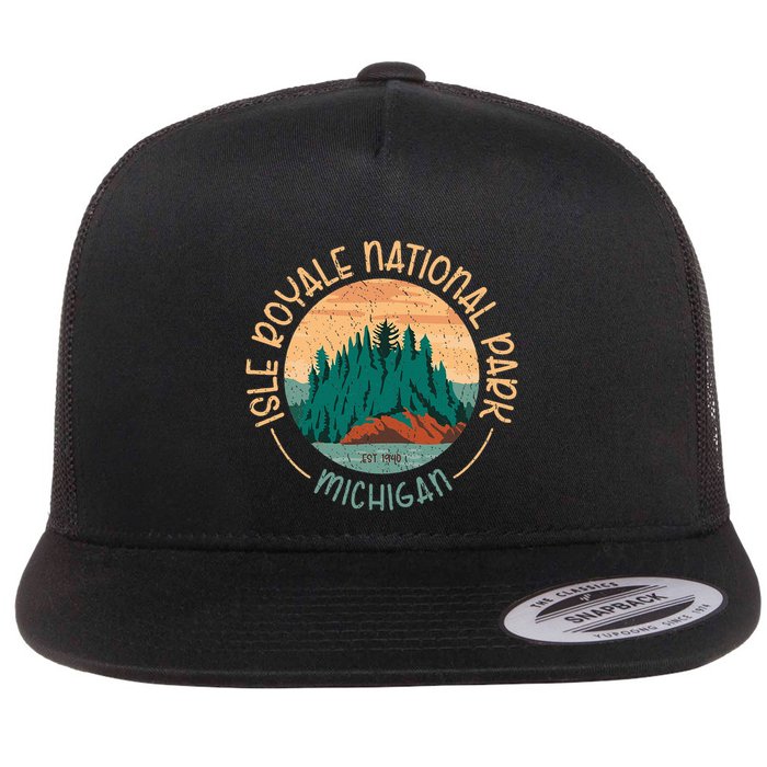 Isle Royale Michigan National Park Moose Sillhouete Flat Bill Trucker Hat